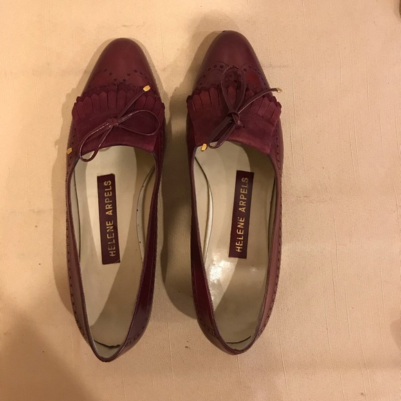 Vintage 1990’s hand made Helene Arpels red leather  and suede fringed loafers. 7 - Picture 7 of 7